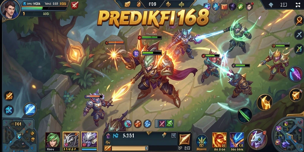 Screenshot gameplay PREDIKSI168 yang penuh aksi MOBA.
