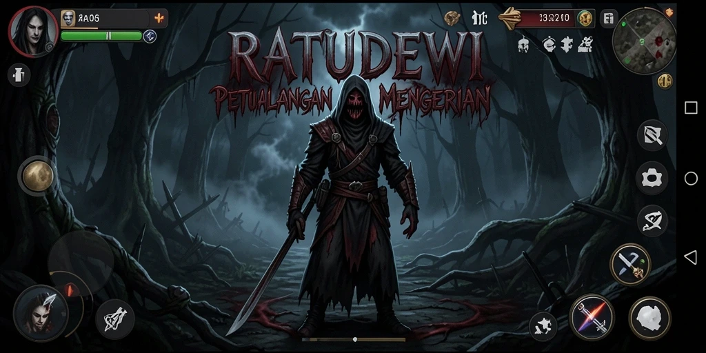 Menampilkan moment menegangkan dalam gameplay <strong>RATUDEWI</strong> yang penuh kengerian.