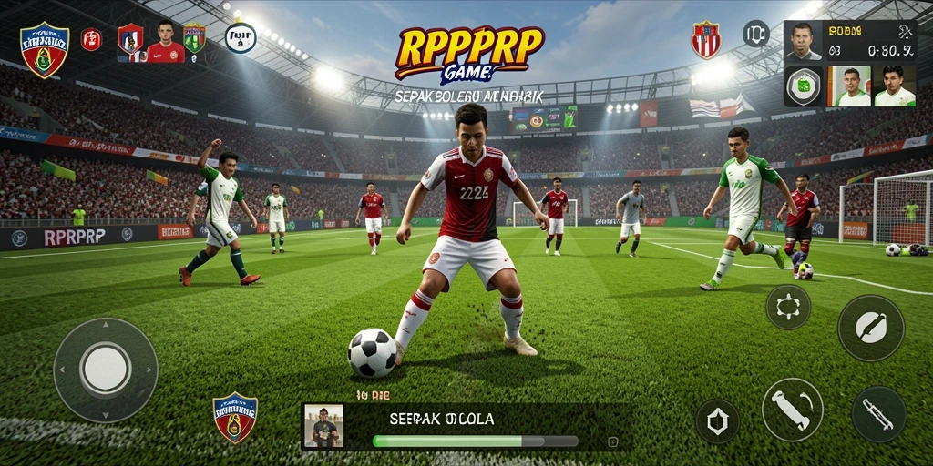 Tampilan gameplay RPRPRP yang menegangkan dalam pertandingan sepak bola.
