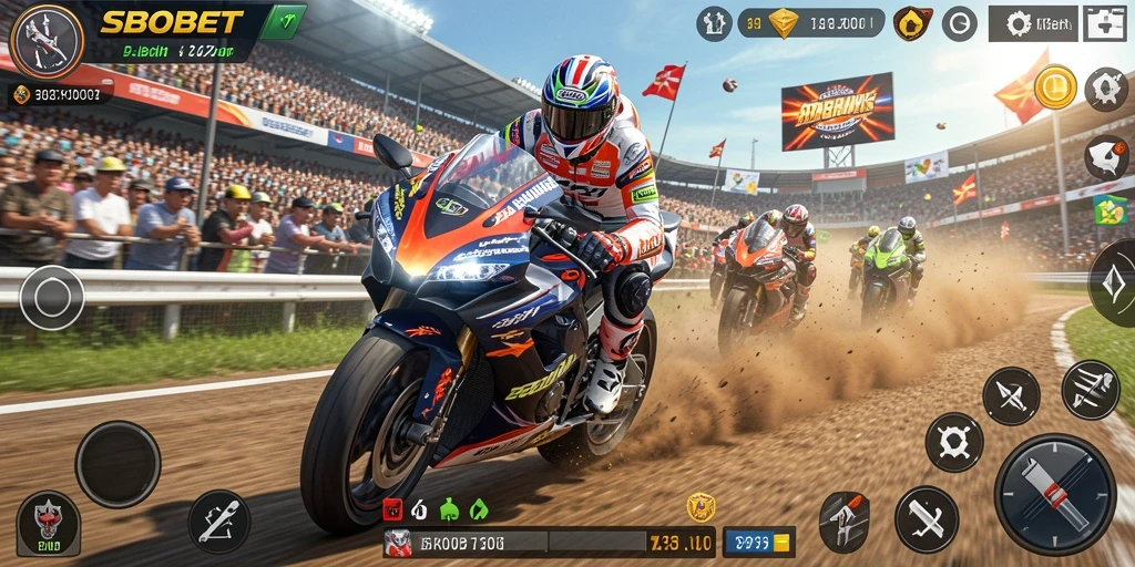 Gameplay seru dalam balapan motor yang menegangkan.