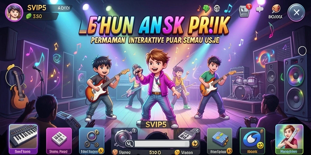 Tampilan gameplay interaktif dari aplikasi SVIP5 dengan beragam lagu.
